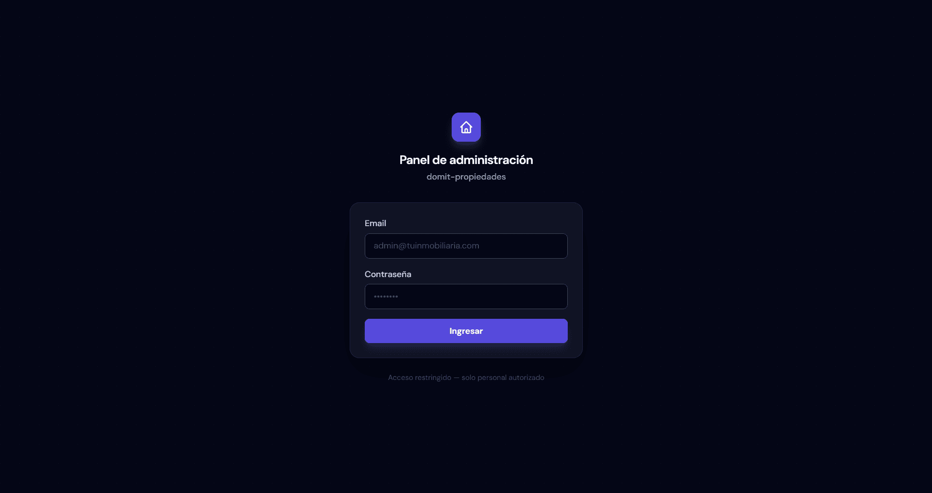 Pantalla de inicio de sesión